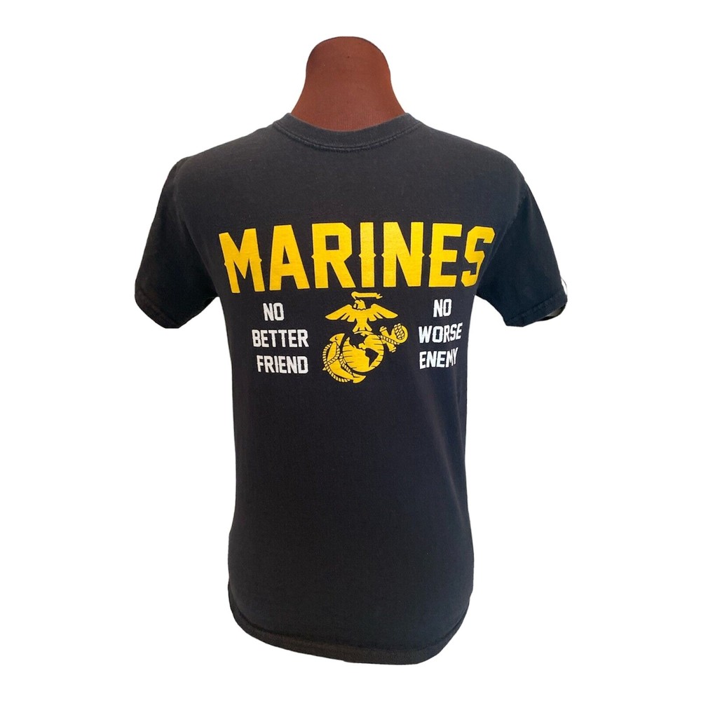 MV Sport Mens United States Marines Graphic Short Sleeve Black T Shirt Size S